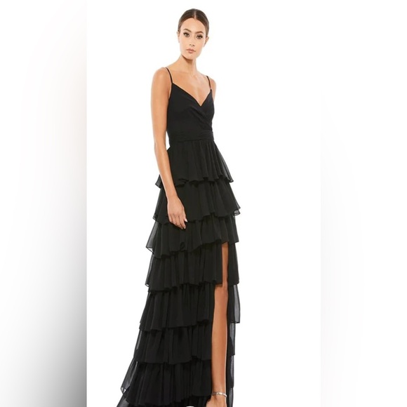Mac Duggal-  Black Layered Maxi Dress - Picture 1 of 11